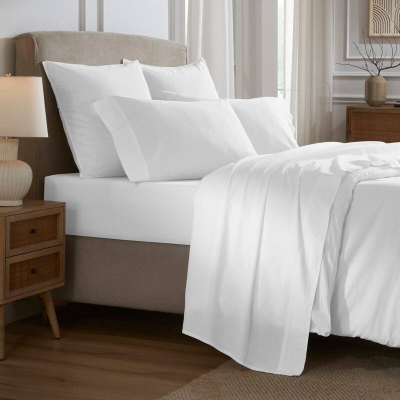 Superior Carmen 100% Cotton Relaxed Wash Bed Sheet Set - Twin XL - White