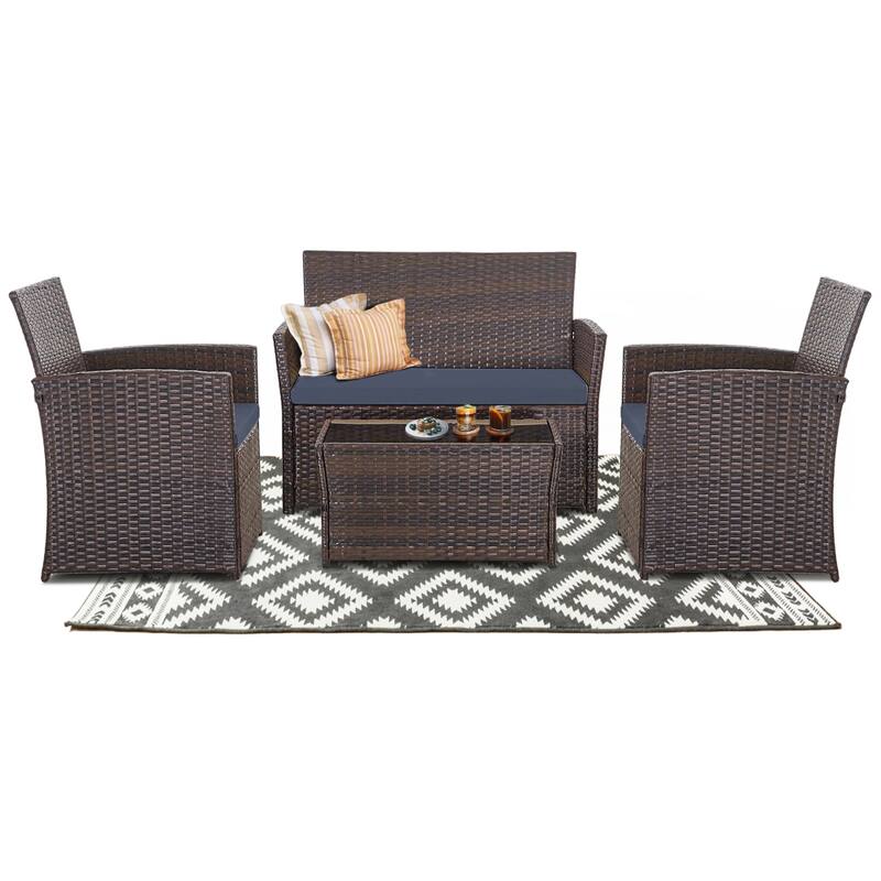 4 Piece Outdoor PE Wicker Furniture Set