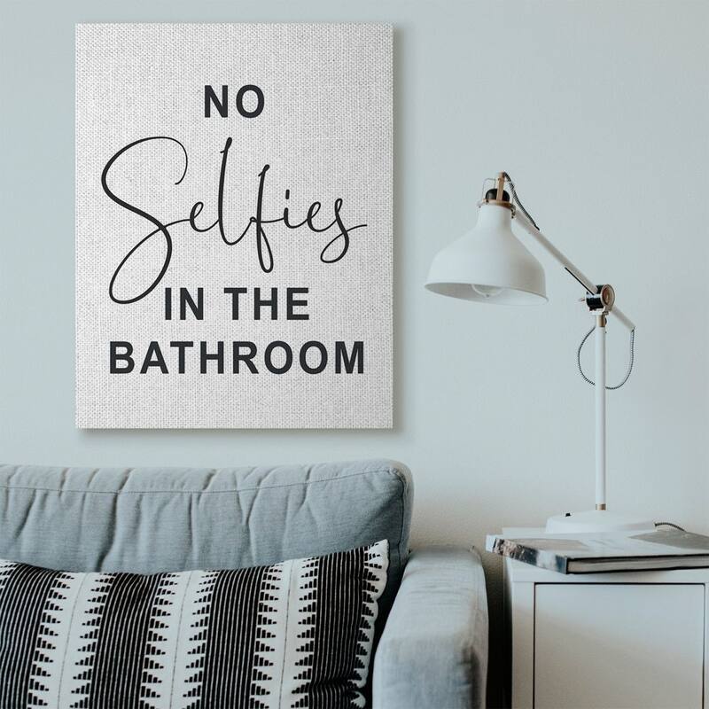 Stupell 'No Selfies' Funny Black and White Canvas - Multi-Color