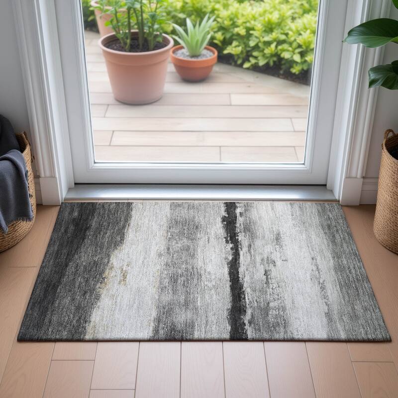 Machine Washable Indoor/Outdoor Watercolor Ombre Chantille Rug