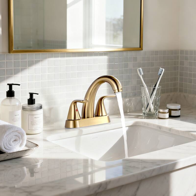 WOWOW 4 in. Centerset Double Handle High Arc Bathroom Sink Faucet