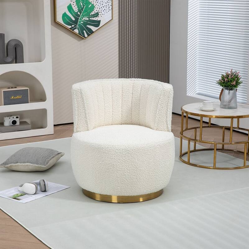 Modern Velvet 360 Degree Swivel Round Armrest Upholstered Accent Chair