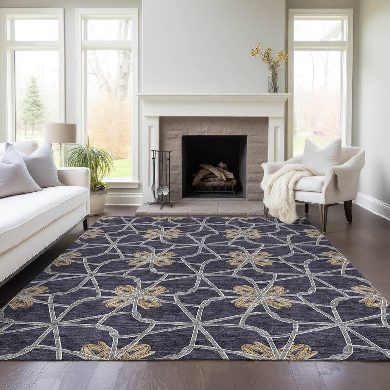 Machine Washable Indoor/ Outdoor Chantille Contempoary Whimsy Rug