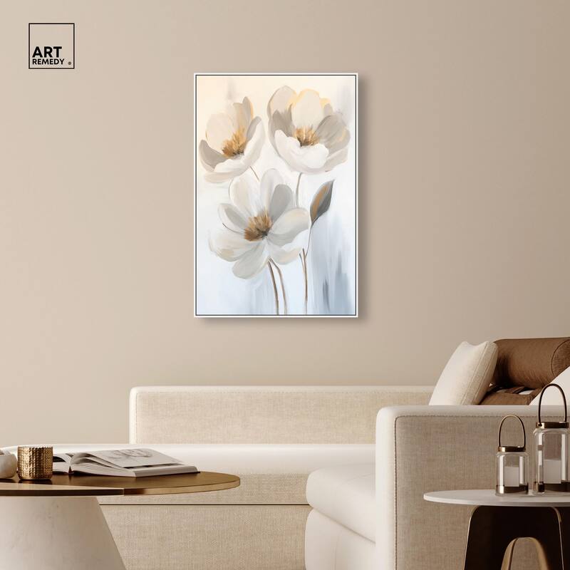 Silvered Flora I Canvas by Art Remedy