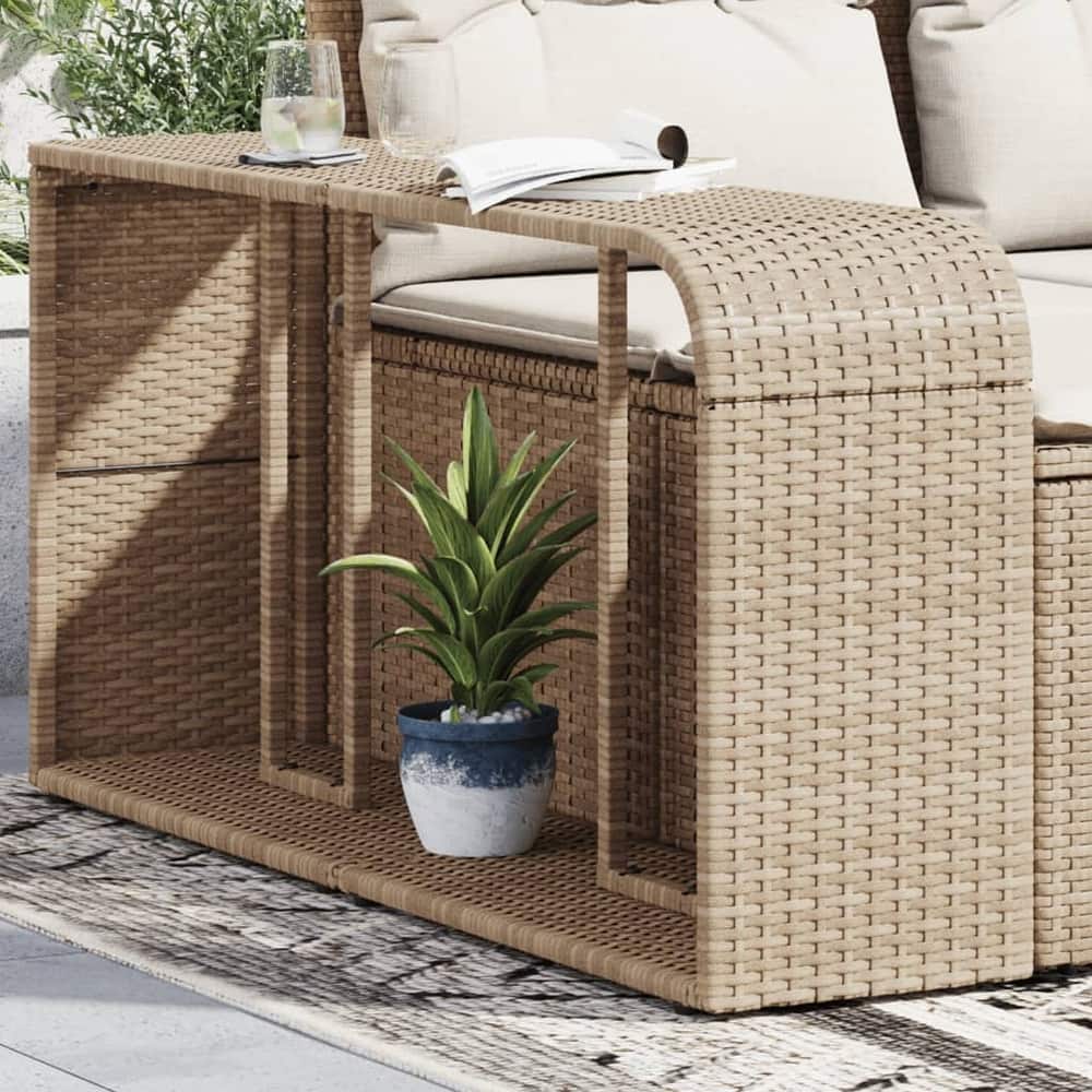 vidaXL Storage Shelves Modular Shelving Unit Outdoor Furniture 2 Pcs Poly Rattan - 10.6 x 44.1 x 21.7