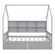 preview thumbnail 5 of 17, Wooden Full Size House Bed with 2 Drawers and Storage Shelf for Kids, Gray