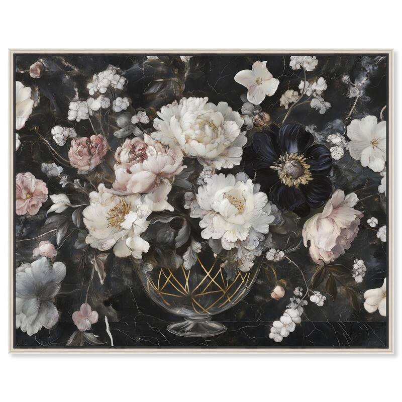 Peonies in Glass Vase Canvas by Art Remedy - Silver - 24" x 20"