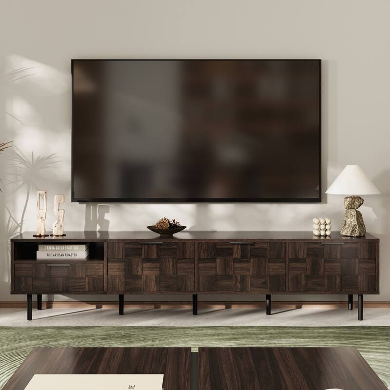 78 " Mid Century Modern TV Stand for 65+ Inch TVs, TV Console with Storage Cabinets, Entertainment Center Storage - Walnut