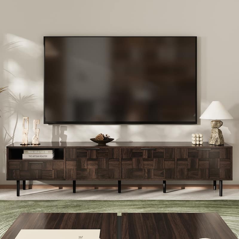 Roomfitters 78 Inch Mid Century Modern TV Stand for 65+ Inch TVs, Console with Storage Cabinets, Entertainment Center, Walnut - Walnut