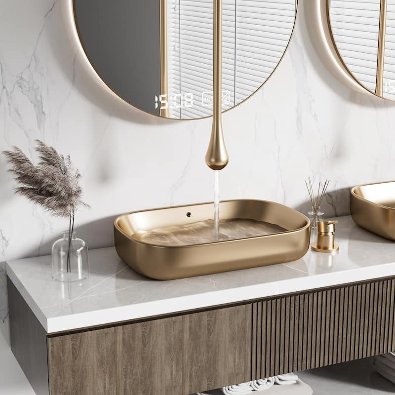 Modland 63''H Wall Mount Bathroom Faucet with High Flow & 500K Leak-Proof, Brushed Gold/ Matte Black