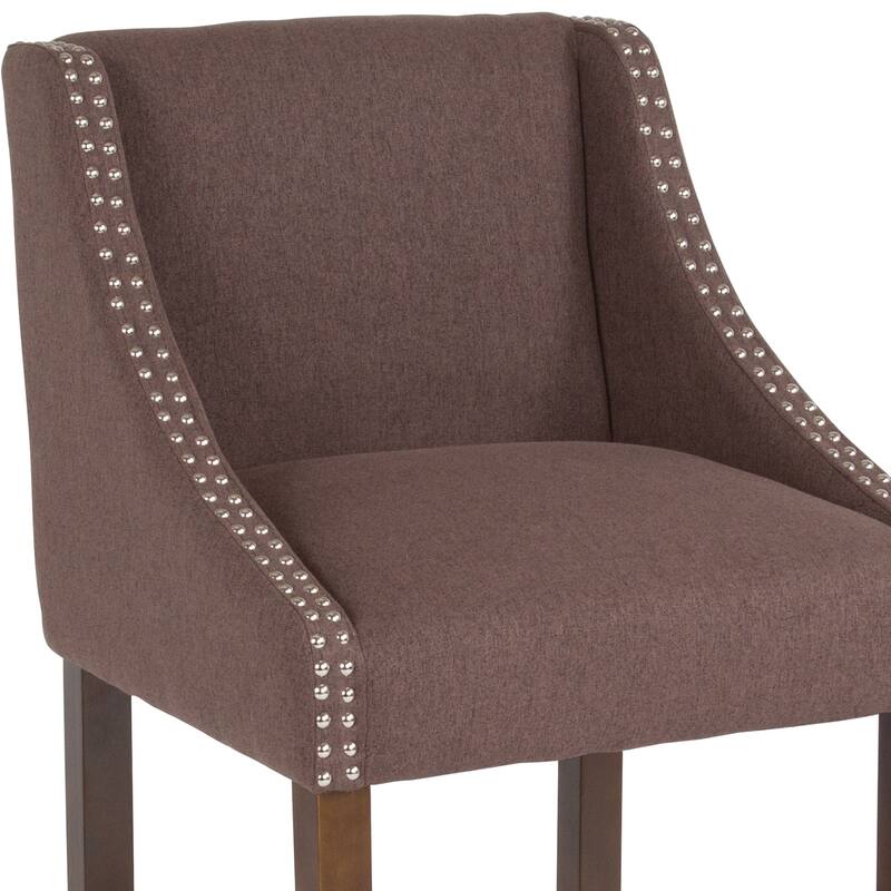 24-inch Transitional Curved Walnut Counter Height Stools (Set of 2) - 20"W x 22"D x 36"H