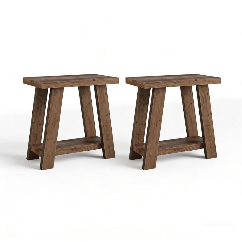 Solid Wood End Table with Storage