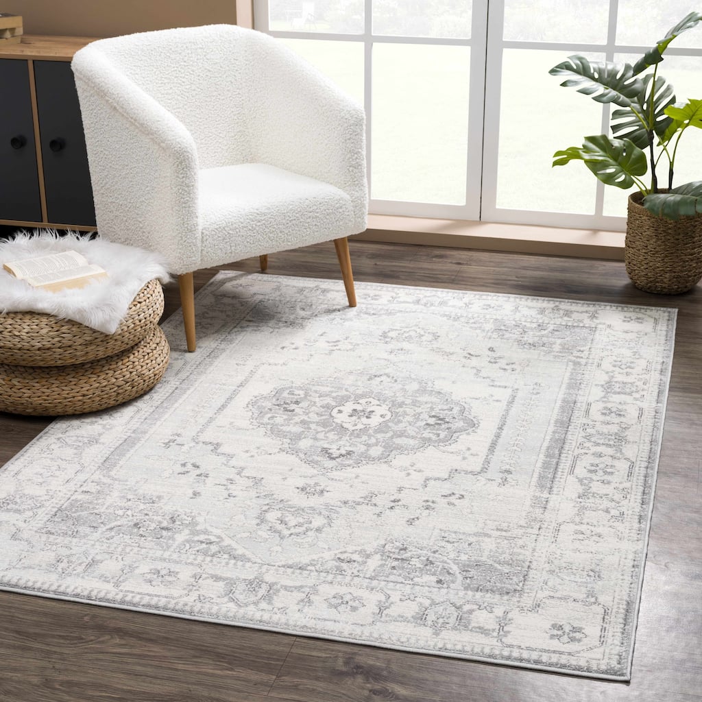 Hauteloom Tigris Modern Traditional Abstract Farmhouse Neutral Grey / Beige Area Rug
