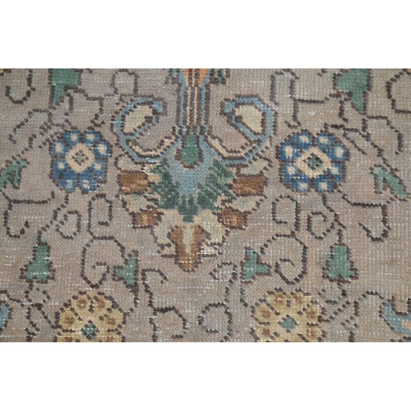 Geometric Tabriz Persian Vintage Area Rug Hand-Knotted Wool Carpet - 7'11"x 11'3"