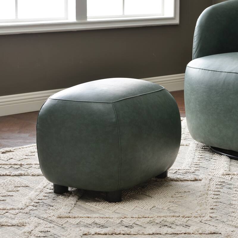 KINWELL 23" Wide Faux Leather Upholstered Ottoman Footrest, PU Entryway Footstool