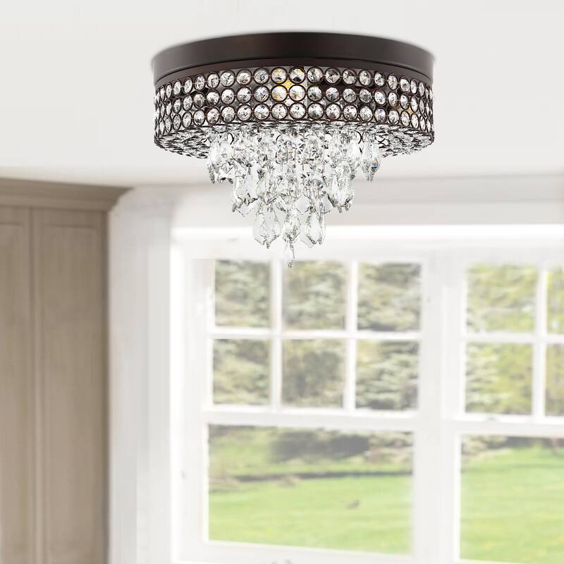 GetLedel 4-Light Tiered Crystal Flush Mount - Bronze