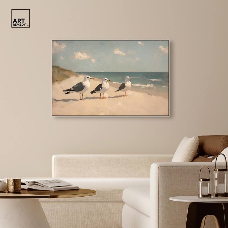 Seagulls at the Beach I Canvas by Art Remedy