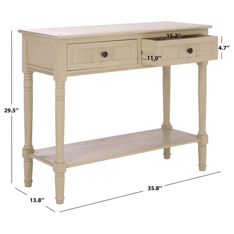 SAFAVIEH Camilla Grey 2-Drawer Console Table - 35.8" x 13.8" x 29.5" - 36"W x 14"D x 30"H