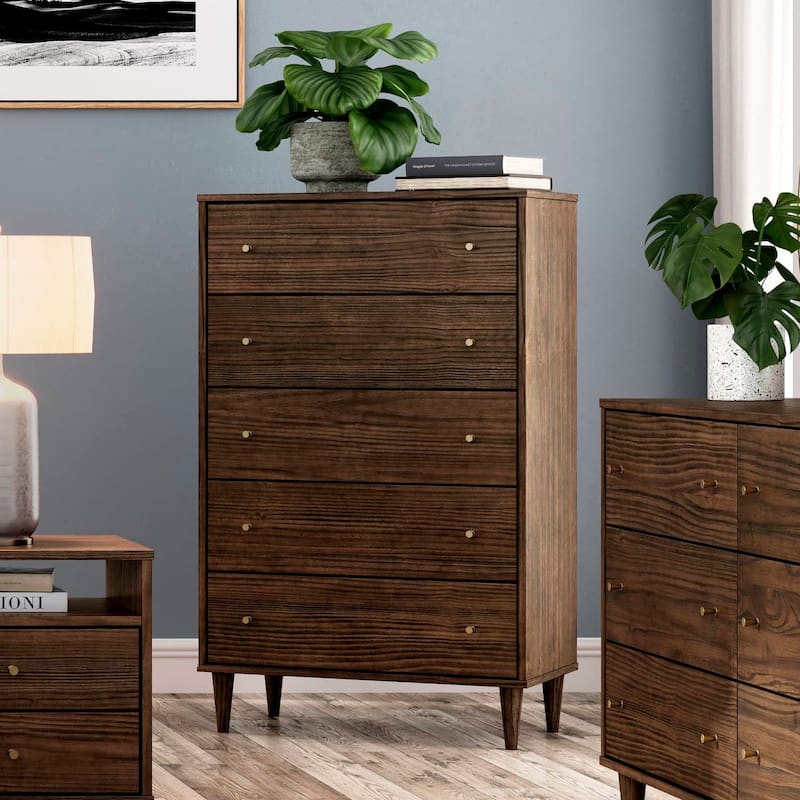 Grain Wood Furniture Mid Century 5-Drawer Chest