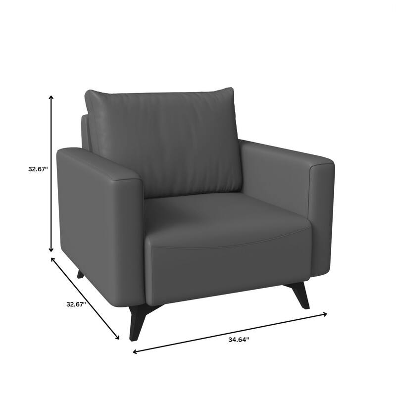 Single-Seater Sofa Modern Armchair Upholstered Vegan Leather with Metal Legs Removable Cushions Inno Series by LeisureMod
