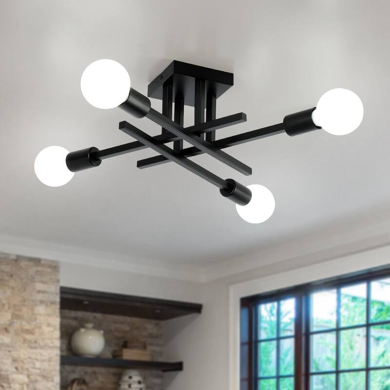 4-Light Modern Semi-Flush Mount Light for Kitchen Bedroom Living Room