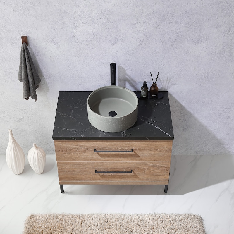 Trento Bath Vanity with Sintered Stone Top with Concrete Sink (R)