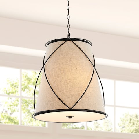 Silas 19" 3-Light Rustic Farmhouse Iron LED Pendant, Oil Rubbed Bronze by JONATHAN Y - 3 Light