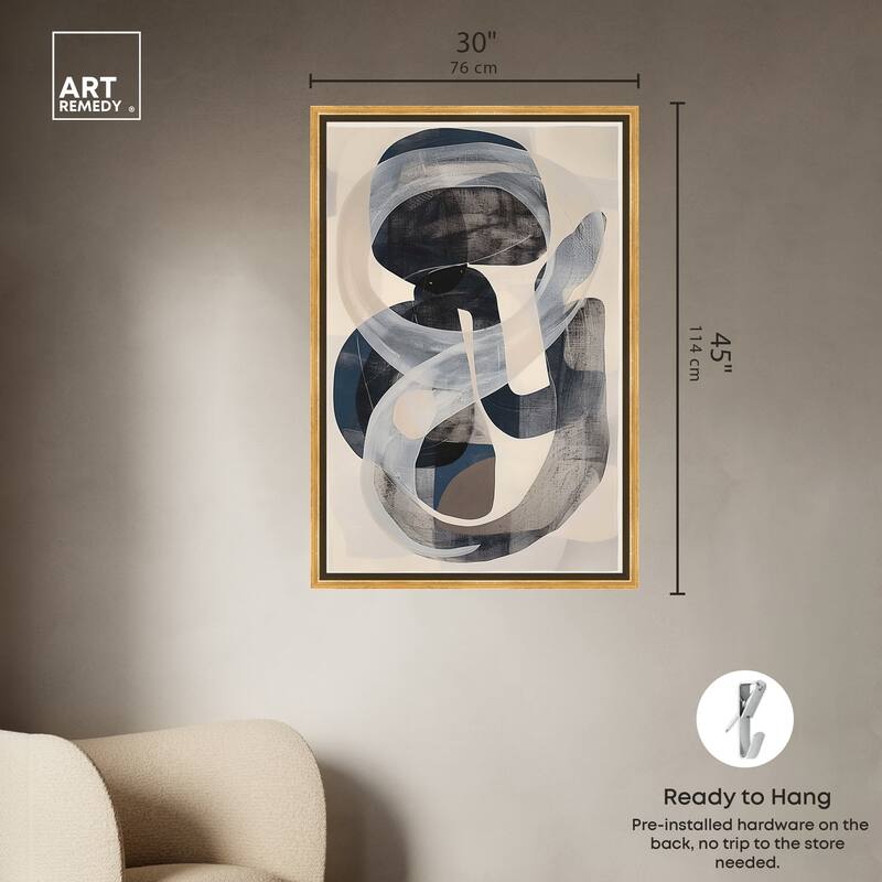 Art Remedy Slither Framed Abstract Shapes 1 Piece Canvas Wall Art