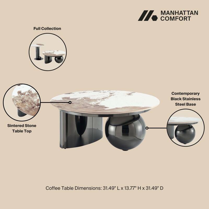 Manhattan Comfort Laurel 2-Piece Modern Table Set