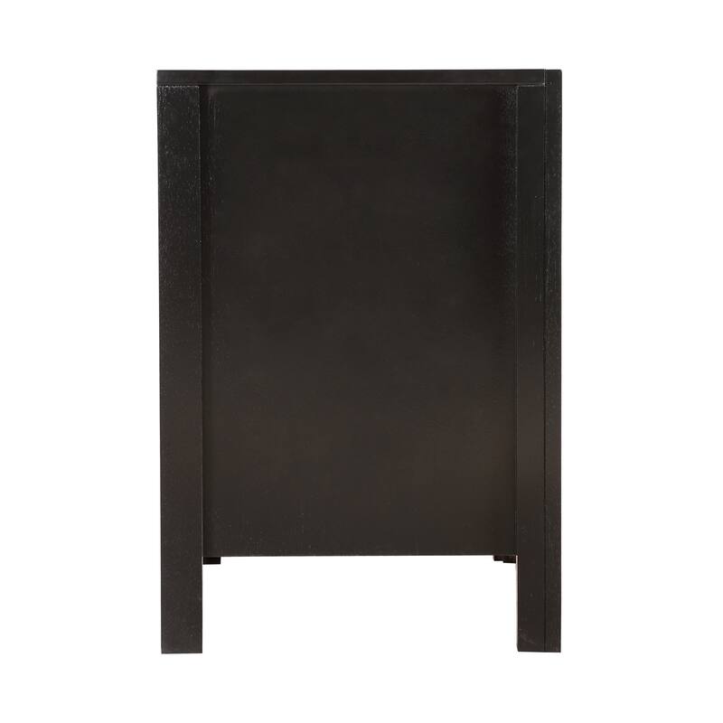 Chic Black Bedside Table with Two Drawers for Immediate Use