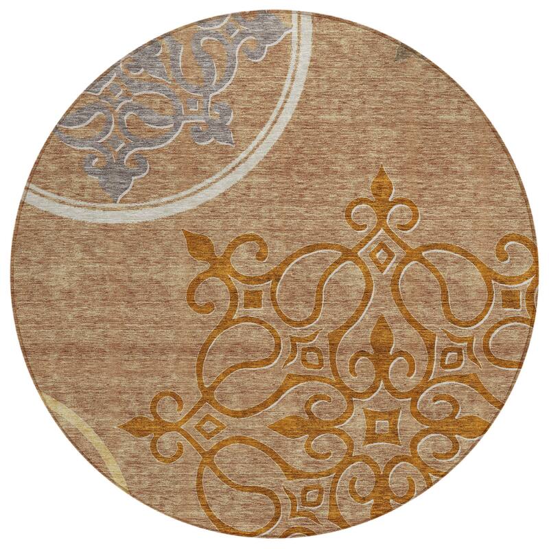HomeRoots Floral Medallion Transitional Rectangle Outdoor Rug