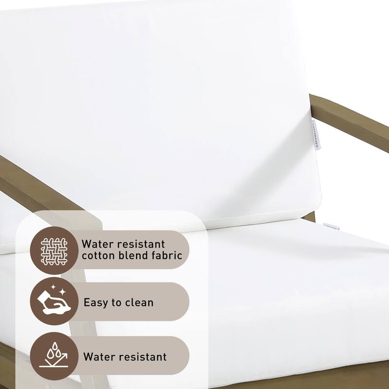 2 Set Patio Teak Wood Outdoor Chair and Side Table Set with Cushions