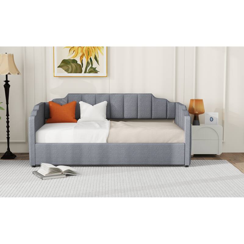 Upholstered Daybed with Underneath Storage, Twin/Full Size Lift Up Storage Daybed Frame Sofa Bed with Support Slats