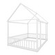 preview thumbnail 12 of 11, White Full Size Pine Wood Floor Bed with House Roof Frame and Safety Guardrails