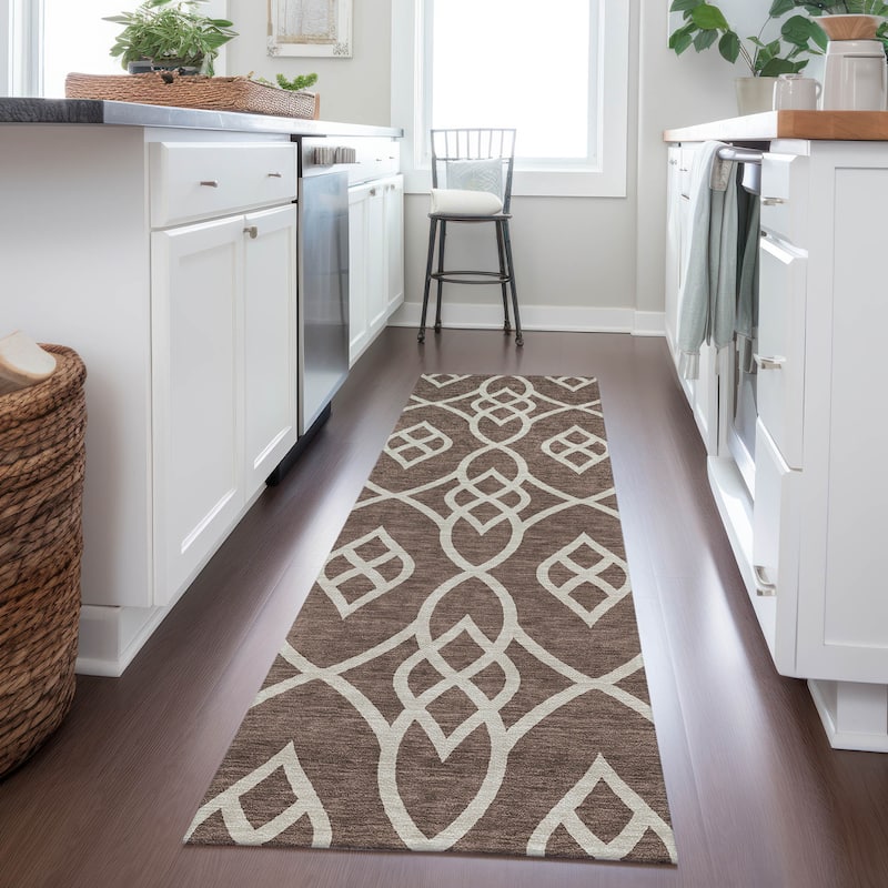 Machine Washable Indoor/ Outdoor Chantille Modern Trellis Rug