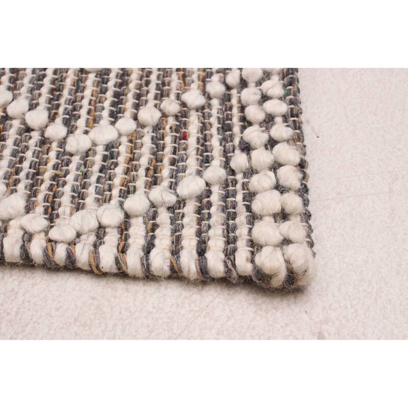 ECARPETGALLERY Braid weave Sienna Grey Wool Rug - 6'0 x 9'3