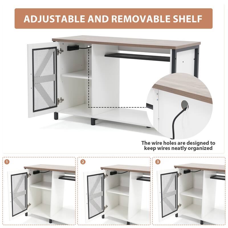 52 Inches Metal Fish Tank Stand With Electrical Outlet For Storage Of Fish Tank Accessories