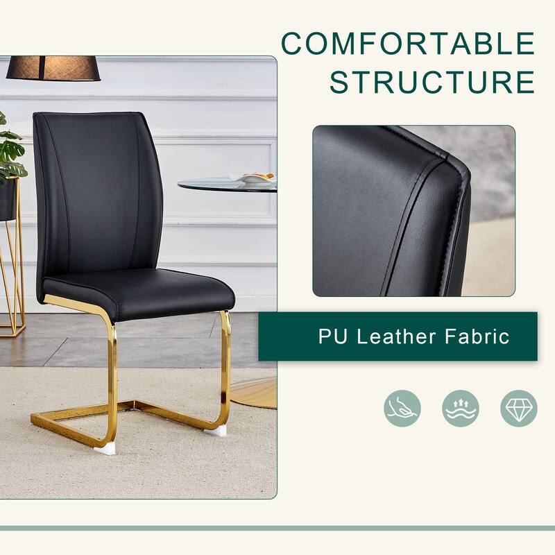 Modern 5-Piece Dining Set with White Marble Pattern Table and 4 PU Upholstered Chairs - Perfect for Small Spaces