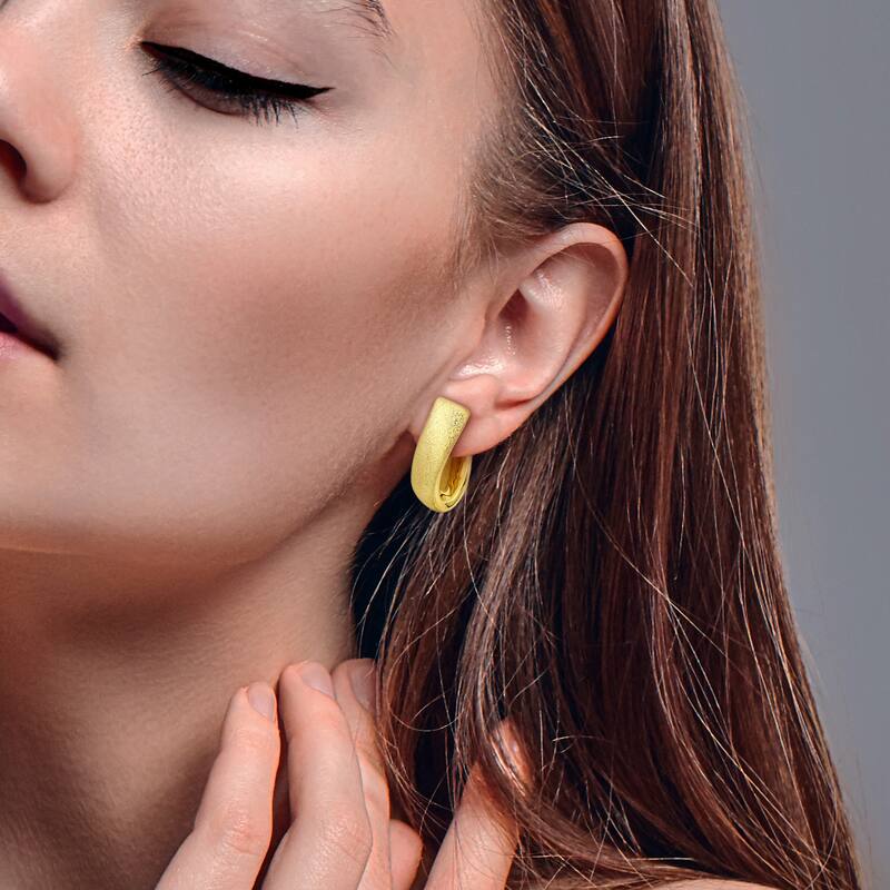 Miadora 25mm Hoop Satin Finish Earrings in 14K Yellow Gold