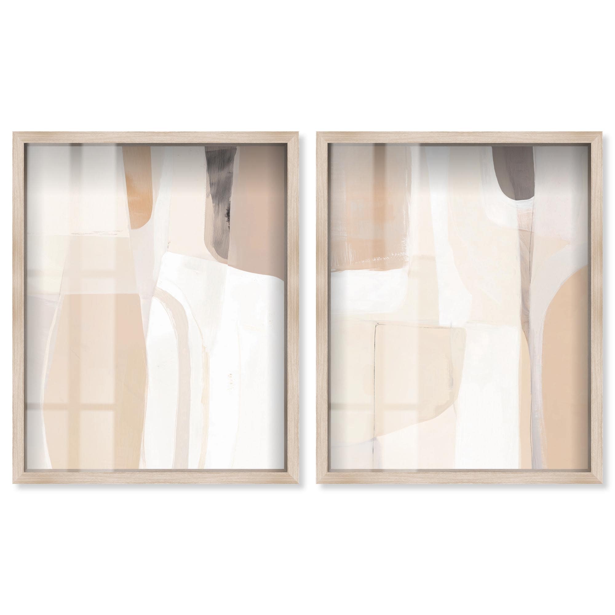 Neutral Harmony Minimalist Art Set of 2 Shadowbox Print by Art Remedy