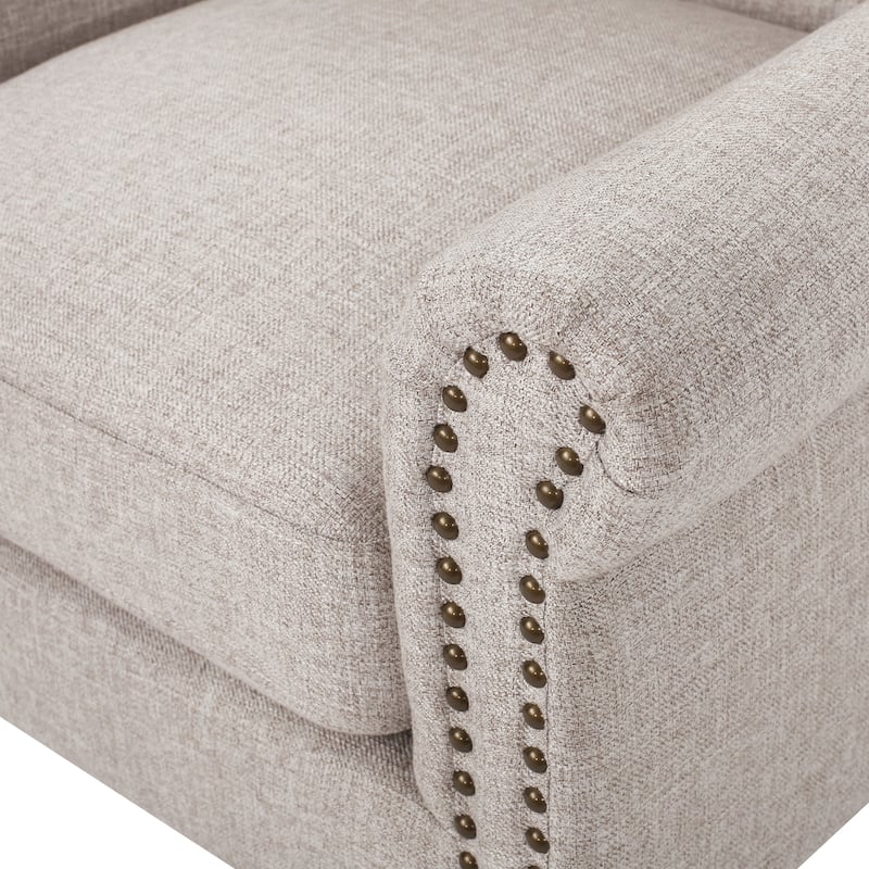 Modern 30" High Back Upholstered Button Tufted Accent Chair with Nailheads for Living Room