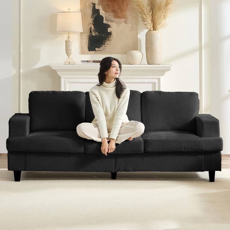 Mixoy W82" Chenille Straight Sectional Sofa,Cloud Sleeper Comfy Upholstered 3-Seater Sofa Couch
