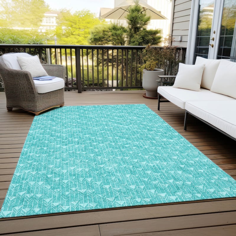 Pave Abstract Shapes Weather Resistant Timeless Fusion Outdoor Rug