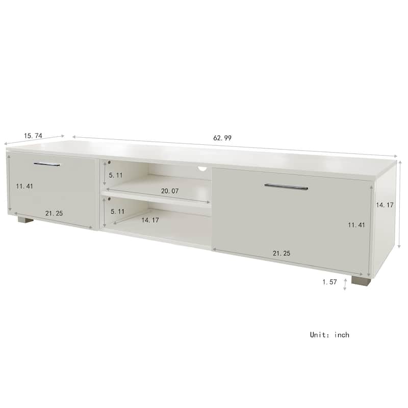 70 Inch TV Stands with 2 Storage Cabinet & Open Shelves
