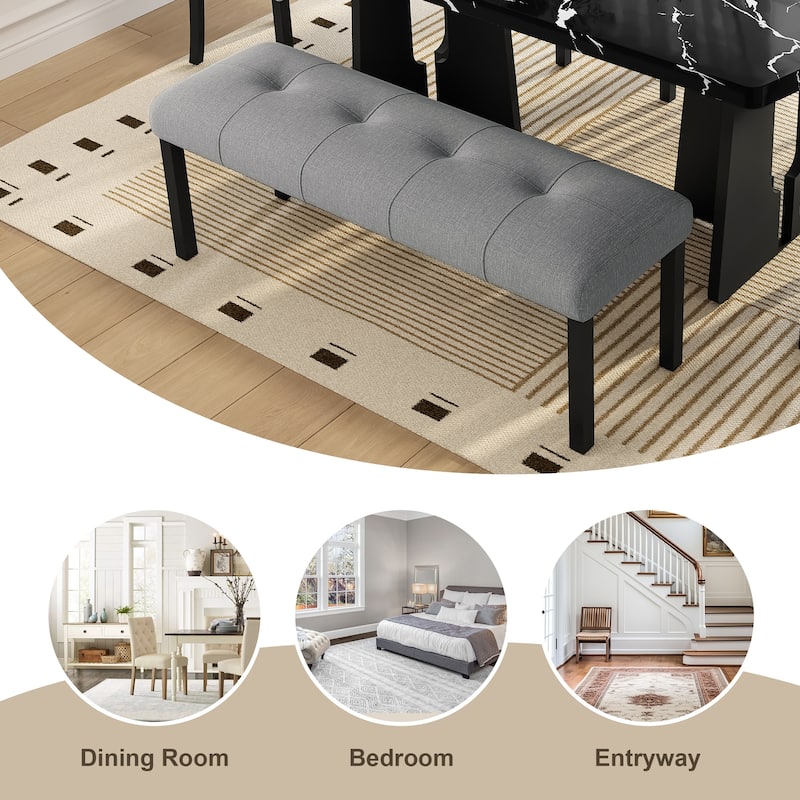 Dining Table Set for 6, Modern Dining Room Set with 63" Faux Marble Dining Table and 4 Upholstered Chairs for Kitchen