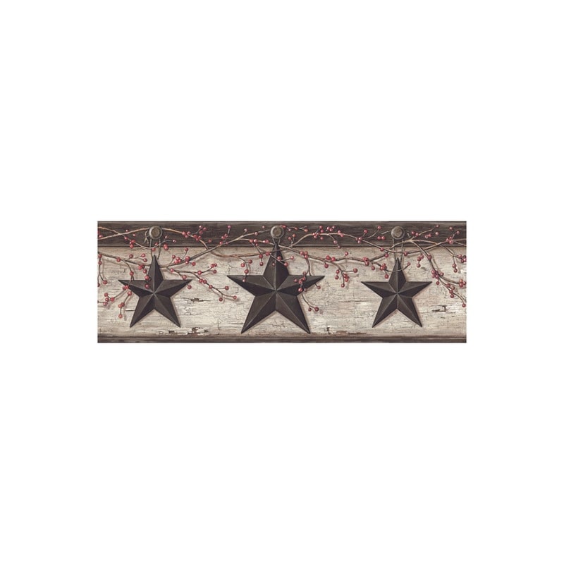 Chesapeake Graham Cream Rustic Star Trail Border - 6in x 180in x 0.025in