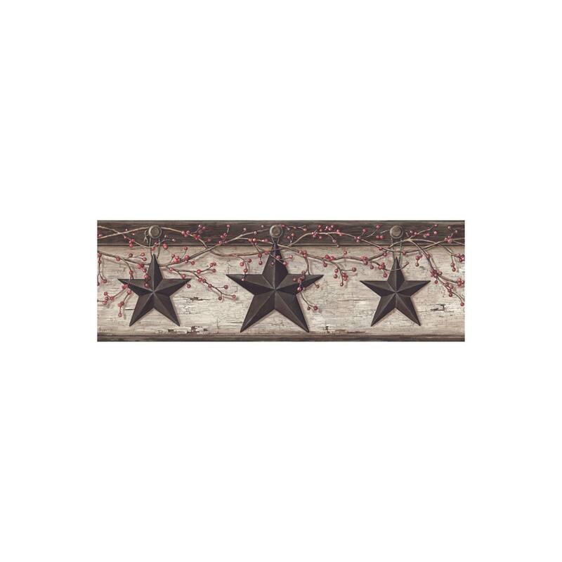 Chesapeake Graham Cream Rustic Star Trail Border - 6in x 180in x 0.025in