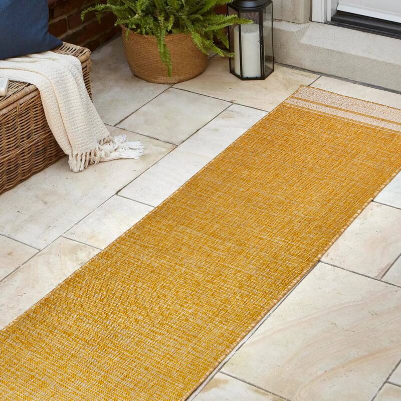 JONATHAN Y Darcy Modern Minimalist Mingled Solid Black/Cream Indoor/Outdoor Area Rug