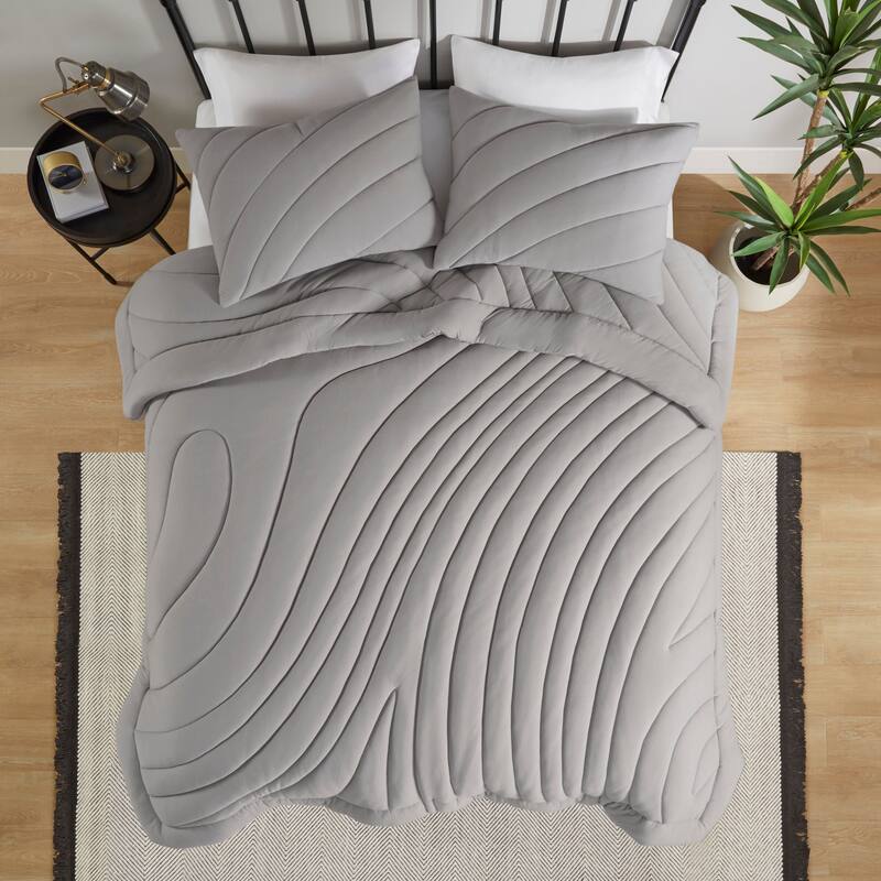 GDF Studio - Elowen Poly Jersey Puffy Comforter Set with Quilted Design