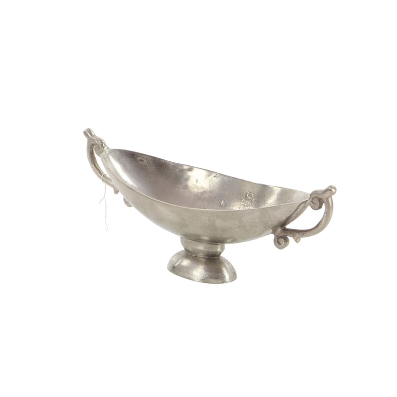 Silver Aluminum Metal Decorative Decorative Bowl with Handles
